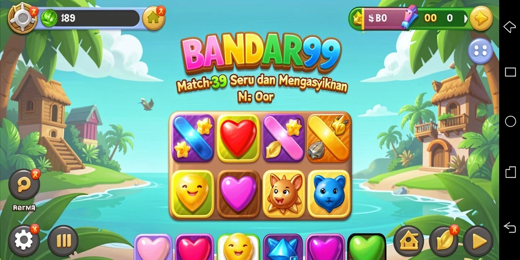 Tampilan gameplay seru di BANDAR99 dengan elemen Match-3 yang menantang.
