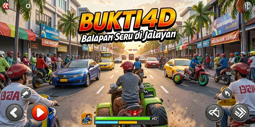 Tangkapan layar gameplay BUKTI4D menunjukkan balapan yang mendebarkan di lintasan kota.