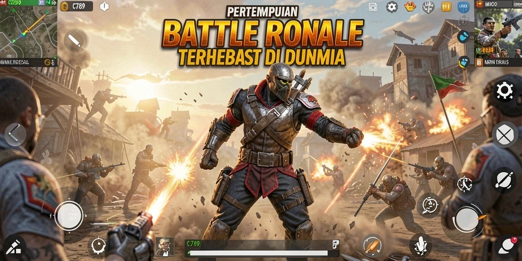 Screenshot C789 menunjukkan aksi pertempuran intens dalam gameplay Battle Royale.
