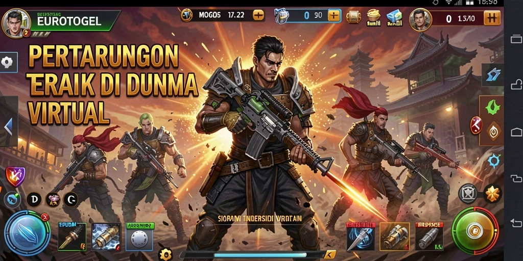 Tampilan gameplay EUROTOGEL saat pertarungan epik berlangsung.