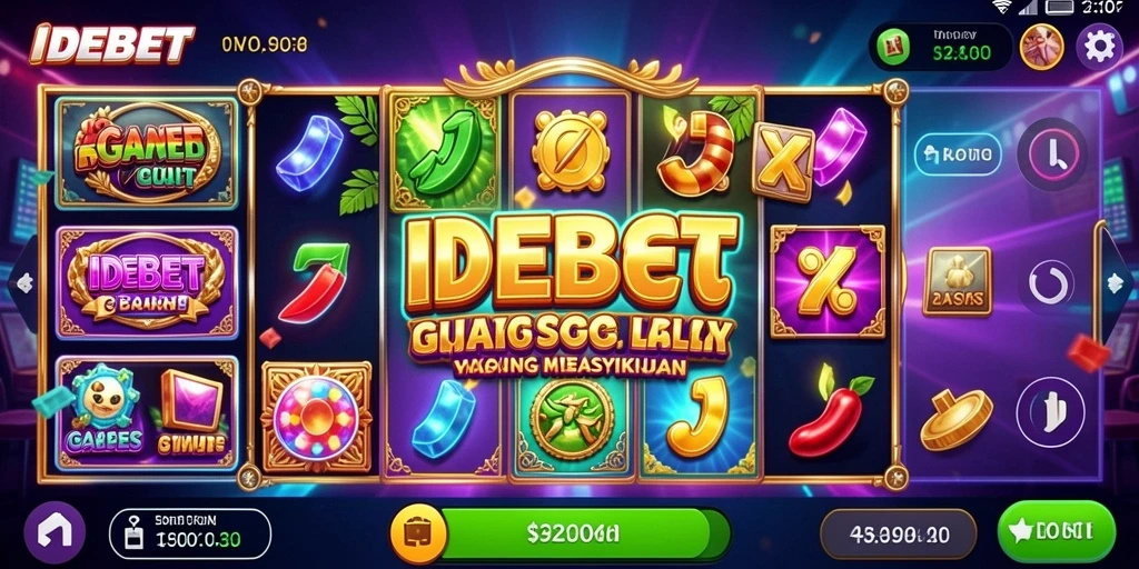 Tampilan gameplay slot IDEBET dengan karakter dan efek yang menarik.