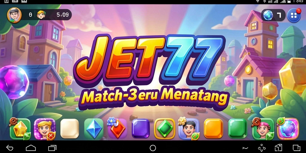 Tampilan gameplay seru dalam permainan Match-3 JET77.
