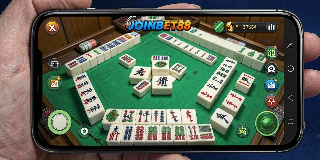 Screenshot gameplay JOINBET88 menunjukkan serunya bermain Mahjong.