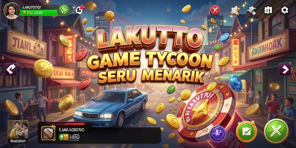 Screenshot gameplay <strong>LAKUTOTO</strong> menampilkan keseruan membangun bisnis Tycoon.