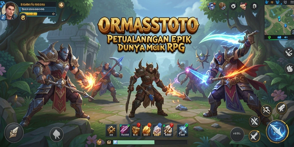 Screenshot gameplay RPG ORMASSTOTO menampilkan aksi pertempuran yang dinamis.
