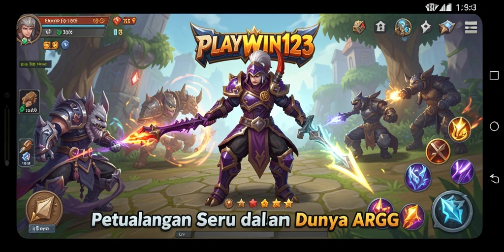 Screenshot utama menunjukkan aksi seru dalam gameplay ARPG PLAYWIN123.