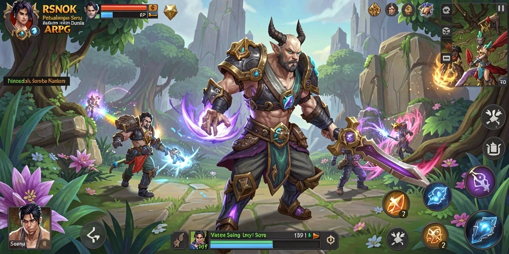 Tangkapan layar utama RSNOK menampilkan aksi pertempuran yang mendebarkan dari gameplay ARPG.